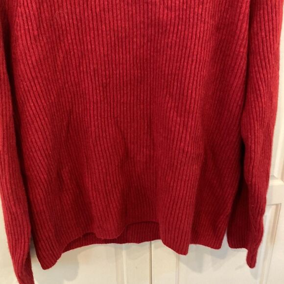 Banana republic Italian yarn thick ribbed half zip collared red sweater size l - Picture 4 of 14